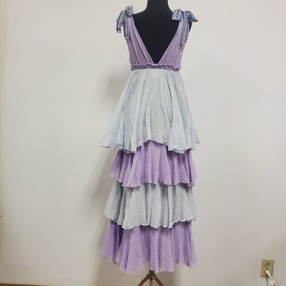 Pitusa Babydoll Pastel Ruffle Maxi Dress Size XS Petite Fairy Boho Coquette - Picture 3 of 9